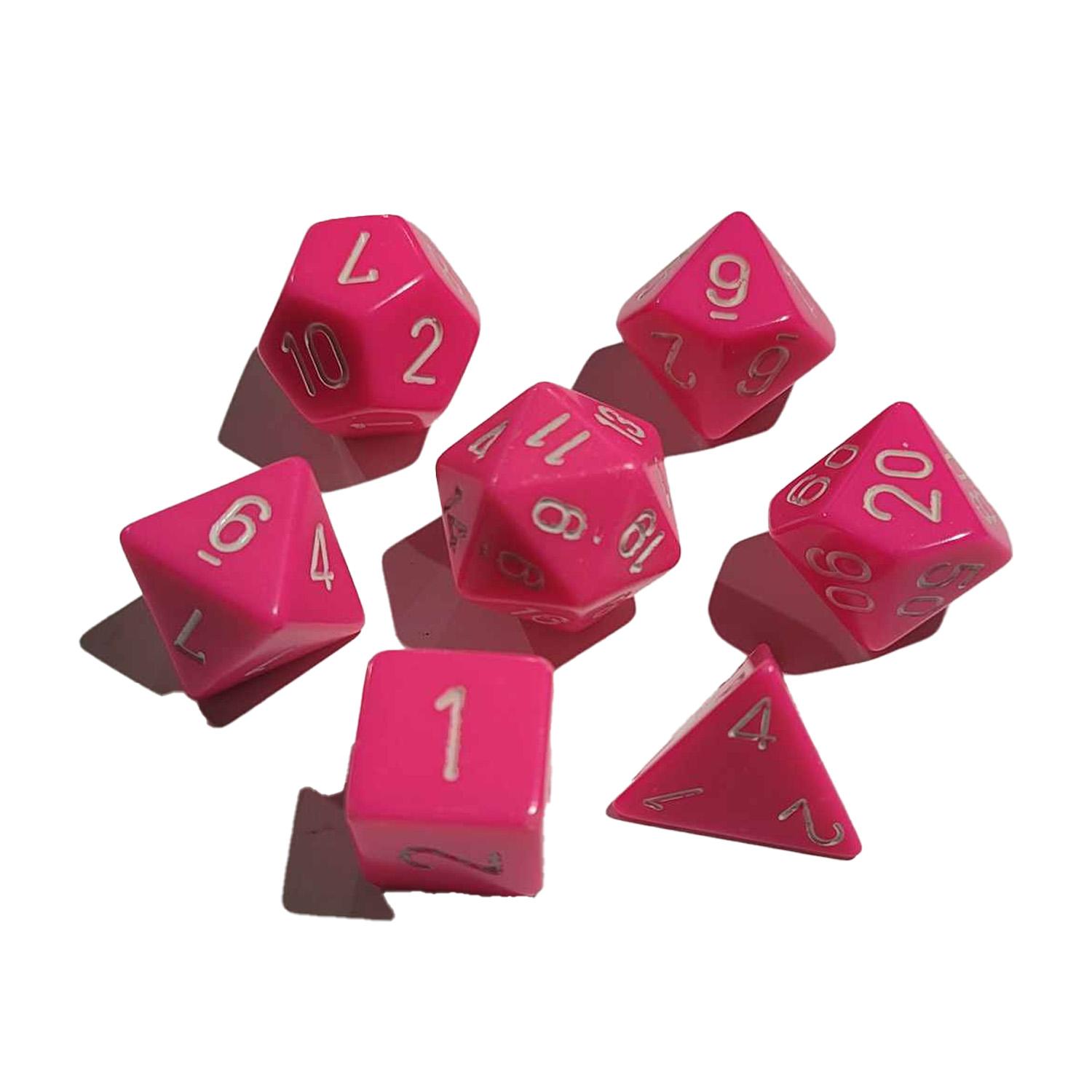 Opaque Pink/White: Polyhedral Set (7)
